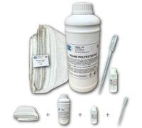 Résine Polyester iso 1 Kg + 1 m² tissu de verre 300 gr/m² + Catalyseur + Pipette de dosage
