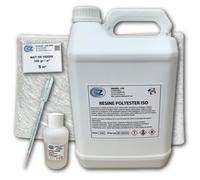 Résine Polyester - Non spécifié - 5 Kg - 5 m² Tissu de verre 300 gr/m² - 100 ml Catalyseur - Pipette 10 ml