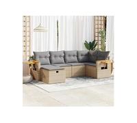 Resine tressee 6 personnes 5 pieces salon de jardin 62 x 62 x 69 beige