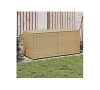 vidaXL Boîte de rangement de jardin 283 L résine tressée mélange beige