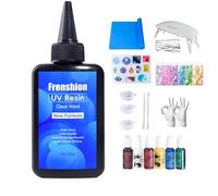 Résine UV, formule améliorée 100g cristal clair résine UV dure + Pigment coloré + moule + sequin + mat + outil + fabrication de bijoux, coulée et gants enduits, bricolage