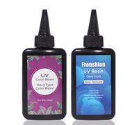 Résine UV noire 100g + résine UV cristalline transparente 100g, résine de couleur dure améliorée, résine solaire activée par la lumière du soleil, colle transparente pour la fabrication de bijoux