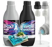 Resiners époxy, Kit de époxy 3,79 L pour moulage, fabrication de bijoux, revêtement de bois et bricolages DIY, cristal clair, avec orifice de dérivation, haut brillant