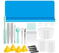 Resiners x Steve McDonald Kit Outils, 57 Pièces Époxy | Plaque Silicone, Gobelets Doseurs Mélange 250/600 ml, Bâton Silicone, Spatule, Pince, Brosse, Bloc Ponçage, Compte-Gouttes