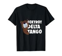 Resist Bear with Words Foxtrot Delta Tango Sauve Our Parks T-Shirt Graphique avec Valeur, Homme, Noir, S