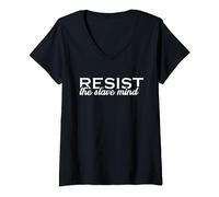 Resist the slave mind T-Shirt avec Col en V