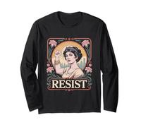 Resist Tshirt Nouveau Mucha Anti-Trump Femmes Féministes Manche Longue