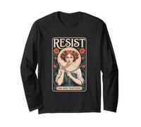Resist Tshirt Nouveau Mucha Anti-Trump Femmes Féministes Manche Longue