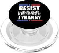 Resist Tyranny No King Pro Democracy Dies Silence I Dissent PopSockets PopGrip pour MagSafe