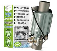 Resistance Chauffante Lave Vaisselle 1800W 230V avec le Code Original 1888150100 pour Beko 806890547 pour Smeg 480140101058 pour Whirlpool C00311553 pour Indesit - Garantie de 5 Ans - ONIX TECH