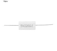Résistance de ciment 5W 10pcs | Composant électrique à l'épreuve des chocs et tolérants à la chaleur | Résistances de films d'oxyde métallique pour cartes de circuits imprimées / (220R)