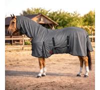 RESISTANCE Moustiquaire pour cheval avec cache-cou et enveloppement ventral, légère, respirante, protection UV, pour chevaux, argenté, tailles 172,7 à 208,3 cm (gris foncé, 198,1 cm)