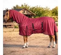 RESISTANCE Moustiquaire pour cheval avec cache-cou et enveloppement ventral, légère, respirante, protection UV, pour chevaux, argenté, tailles 172,7 à 208,3 cm (rouge brique, 177,8 cm)