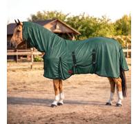 RESISTANCE Moustiquaire pour cheval avec cache-cou et enveloppement ventral, légère, respirante, protection UV, pour chevaux, argenté, tailles 172,7 à 208,3 cm (vert bouteille, 177,8 cm)