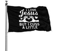 Résistant À La Décoloration Bannière Extérieure Personnalisé Bannière J'Aime Jésus Mais Je Jure Un Peu 90X150Cm Bruant Pour Bar Manif Extérieur