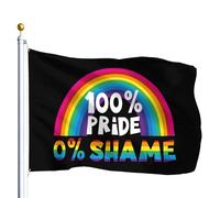 Résistant À La Décoloration Drapeau 100% De Fierté, 0% De Honte Drapeaux Avec Œillets Suspendus Fanion Pour Événements Anniversaire Maison 90X150Cm