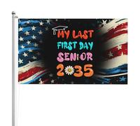 Résistant À La Décoloration Drapeau Mon Dernier Premier Jour De Rentrée, Promotion 2035, Terminale 2035 Drapeaux Résistants Aux Intempéries Bunting Pour Bar Balcon Célébration 90X150Cm