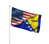 Résistant À La Décoloration Uv Drapeaux Bannières 90X150Cm Américain Bosnie Bosniaque Drapeau De Jardin Diversité Drapeaux Personnalisé Pour Terrasse, Cadeau De Noë, Décoration D'Halloween