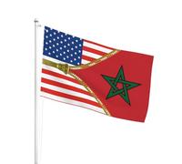 Résistant À La Décoloration Uv Drapeaux Bannières Maroc Amérique Drapeau Personnalisé Couleurs Vives Drapeau De Jardin Pour Festival, Décoration D'Halloween, Jardin, 3X5 Ft