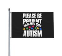 Résistant À La Décoloration Uv Pirate Drapeaux 90X150Cm S'Il Vous Plaît Soyez Patient Avec Moi, Je Suis Autiste Drapeau Personnalisé Polyester Drapeaux Pour Festival, Cadeau De Noë, Jardin