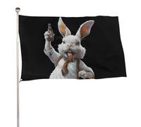 Résistant À La Décoloration Uv Pirate Drapeaux Lapin Ivre Drapeaux Bannières L'Intérieur Drapeau De Jardin Pour Jardin, Festival, Terrasse, 3X5 Ft