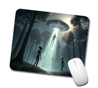 Résistant à Usure Tapis de Gaming L'enlèvement Extraterrestre dans Les Bois Sci-FI Souris de Gaming Mousepad 25x30cm pour Souris,Jeux,PC