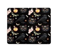 résistant à Usure Tapis de Souris, Chat Sorcière Minou Animal Main Mauvais Œil Lune Potion Or Souris de Gaming Base en Caoutchouc Tapis Souris pour Ordinateur Jeux PC
