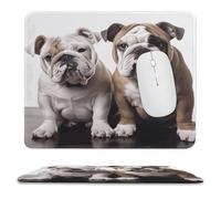 Résistant À Usure Tapis De Souris D'Ordinateur Deux Adorables Bouledogues Imprimés 25X30Cm, Mousepad Améliore La Précision Et La Vitesse Tapis De Gaming pour Bureau Souris Jeux