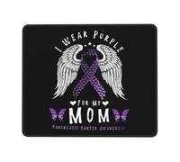 Résistant à Usure Tapis de Souris, Je Porte du Violet pour la Sensibilisation au Cancer du pancréas de ma mère, Bords Cousus Tapis de Souris Gamer, Gaming Mousepad, 25X30cm, PC