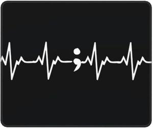 résistant à Usure Tapis de Souris, Sensibilisation à la prévention du Suicide avec Point-Virgule et Battement de Coeur, Bords Cousus Tapis Souris, Mousepad, 25X30cm, Claviers, Jeux
