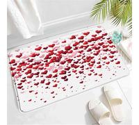 Résistant aux intempéries Paillasson Jour Rouge Roses Cœur Tombant Pétales Doux Amour Romantique Couple Amant Filles Femme Tapis de Porte Tapis de Douche 40×60cm pour Douche,WC,Terrasse