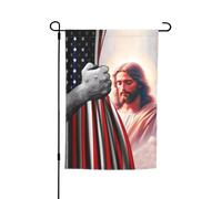 Résistant Drapeau De Camion 30X45Cm États-Unis Américain Et Christ Foi Dieu Jésus Drapeau Extérieur Double Face Drapeaux De Cour Pour Jardin, Vacances, Fête