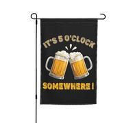 Résistant Drapeau Vertical 30X45Cm Il Est Cinq Heures Quelque Part, Une Bière Amusante Signes De Jardin Extérieur Drapeaux De Jardin Pour Extérieur, Extérieur, Jardin