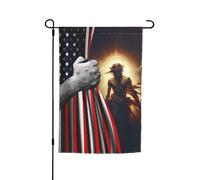 Résistant Drapeaux De Vacances 30X45Cm États-Unis Américain Et Christ Foi Dieu Jésus Drapeau Extérieur Double Face Drapeau Vertical Pour Vacances, Noël, Décoration