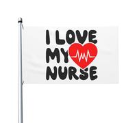 Resistant Exterieur Drapeau De Jardin 90X150Cm J'Aime Mon Infirmière Drapeau Personnalisé L'Intérieur Drapeaux Pour Décoration D'Intérieur, Terrasse, Cadeau De Noë