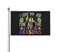 Resistant Exterieur Drapeau De Jardin 90X150Cm J'Aime Mon Travail Pour Toutes Les Petites Raisons Drapeaux Diversité Pirate Drapeaux Pour Cadeau D'Anniversaire, Jardin, Décoration D'Halloween