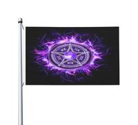 Resistant Exterieur Drapeau De Jardin 90X150Cm Pentagramme De Sorcière Occulte Wiccan Pirate Drapeaux Polyester Drapeau Personnalisé Pour Décoration D'Halloween, Cadeau D'Anniversaire, Jardin