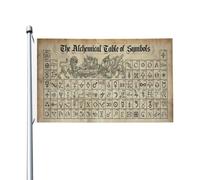Resistant Exterieur Drapeau De Jardin 90X150Cm Tableau Des Symboles Alchimiques Rétro Occultes Pirate Drapeaux Polyester Drapeau Personnalisé Pour Décoration D'Intérieur, Cadeau De Noë, Festival