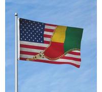 Resistant Exterieur Drapeau De Jardin Fermeture Éclair Du Bénin En Amérique Drapeaux Bannières Polyester Pirate Drapeaux Pour Festival, Jardin, Cadeau D'Anniversaire, 3X5 Ft