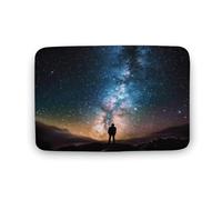 Résistant Tapis Anti-salissures Homme Qui Regarde Univers Ciel de Nuit Tapis de Porte intérieur et extérieur Tapis pour Animaux 40×60cm pour Entrée,Cour,Salle de Bain