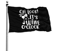 Résistants Aux Intempéries Bruant Décoratifs Drapeaux Oh Regarde, C'Est L'Heure Du Vin 90X150Cm Drapeaux De Pirate Pour Fête Bar Anniversaire