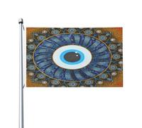 Résistants Aux Intempéries Drapeau De Jardin 90X150Cm Mandala Turc Du Mauvais Œil Grec Bohème Matiasma Pirate Drapeaux Polyester Drapeau Personnalisé Pour Festival, Cadeau D'Anniversaire