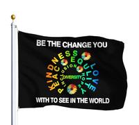 Résistants Aux Intempéries Drapeau De Vacances Sois Le Changement Que Tu Es, Bonté Et Paix Drapeaux Personnalisé Bannière Extérieure Pour Jardin Événements Balcon 90X150Cm