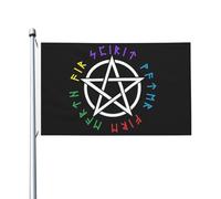 Résistants Aux Intempéries Drapeau Personnalisé 90X150Cm Pentagramme Nordique Wiccan Occulte Pentacle Païen Drapeau De Jardin Parfait Pirate Drapeaux Pour Terrasse, Jardin