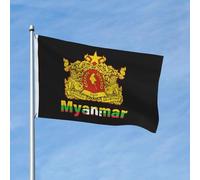 Résistants Aux Intempéries Drapeau Personnalisé Emblème National Du Myanmar Drapeaux Bannières Couleurs Vives Pirate Drapeaux Pour Cadeau D'Anniversaire, Décoration D'Halloween, Terrasse, 3X5 Ft