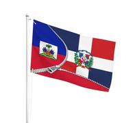 Résistants Aux Intempéries Drapeau Personnalisé Haïti Et République Dominicaine Pirate Drapeaux Couleurs Vives Drapeaux Bannières Pour Cadeau De Noë, Terrasse, Décoration D'Halloween, 3X5 Ft