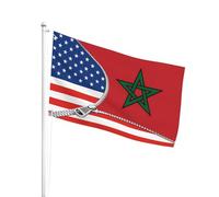 Résistants Aux Intempéries Drapeau Personnalisé L'Amérique Et Le Maroc Drapeaux Bannières Polyester Pirate Drapeaux Pour Festival, Cadeau De Noë, Terrasse, 3X5 Ft