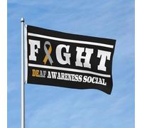 Résistants Aux Intempéries Drapeau Personnalisé Lutte Contre La Surdité Sensibilisation Sociale Drapeaux Bannières Couleurs Vives Pirate Drapeaux Pour Jardin, Festival, 3X5 Ft