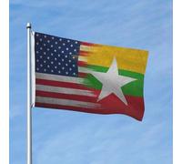 Résistants Aux Intempéries Drapeau Personnalisé Myanmar Intersecter L'Amérique Drapeaux Bannières Couleurs Vives Pirate Drapeaux Pour Décoration D'Halloween, Cadeau De Noë, Festival, 3X5 Ft
