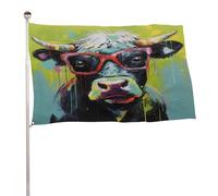 Résistants Aux Intempéries Drapeau Personnalisé Peinture De Vache À Lunettes Drapeaux Bannières Diversité Pirate Drapeaux Pour Décoration D'Intérieur, Cadeau D'Anniversaire, 3X5 Ft
